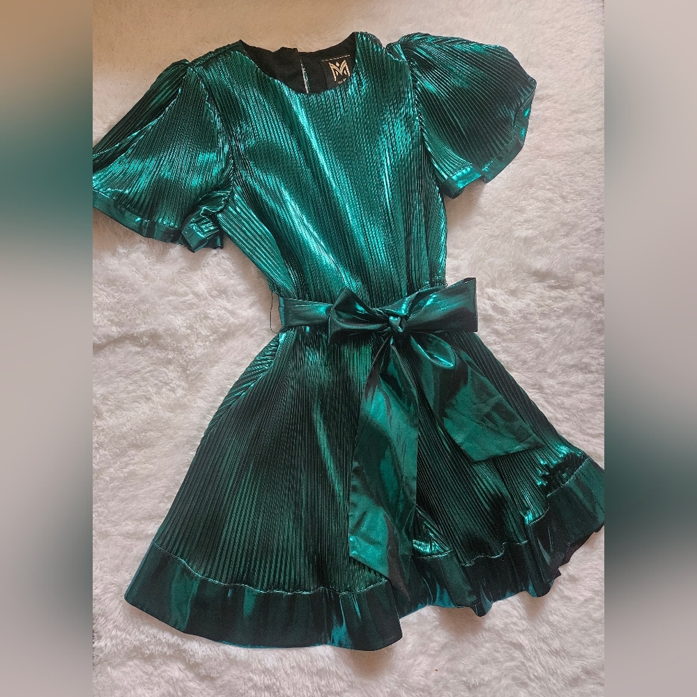 Milly Lumi Metallic Green Mini Dress - Picture 6 of 6